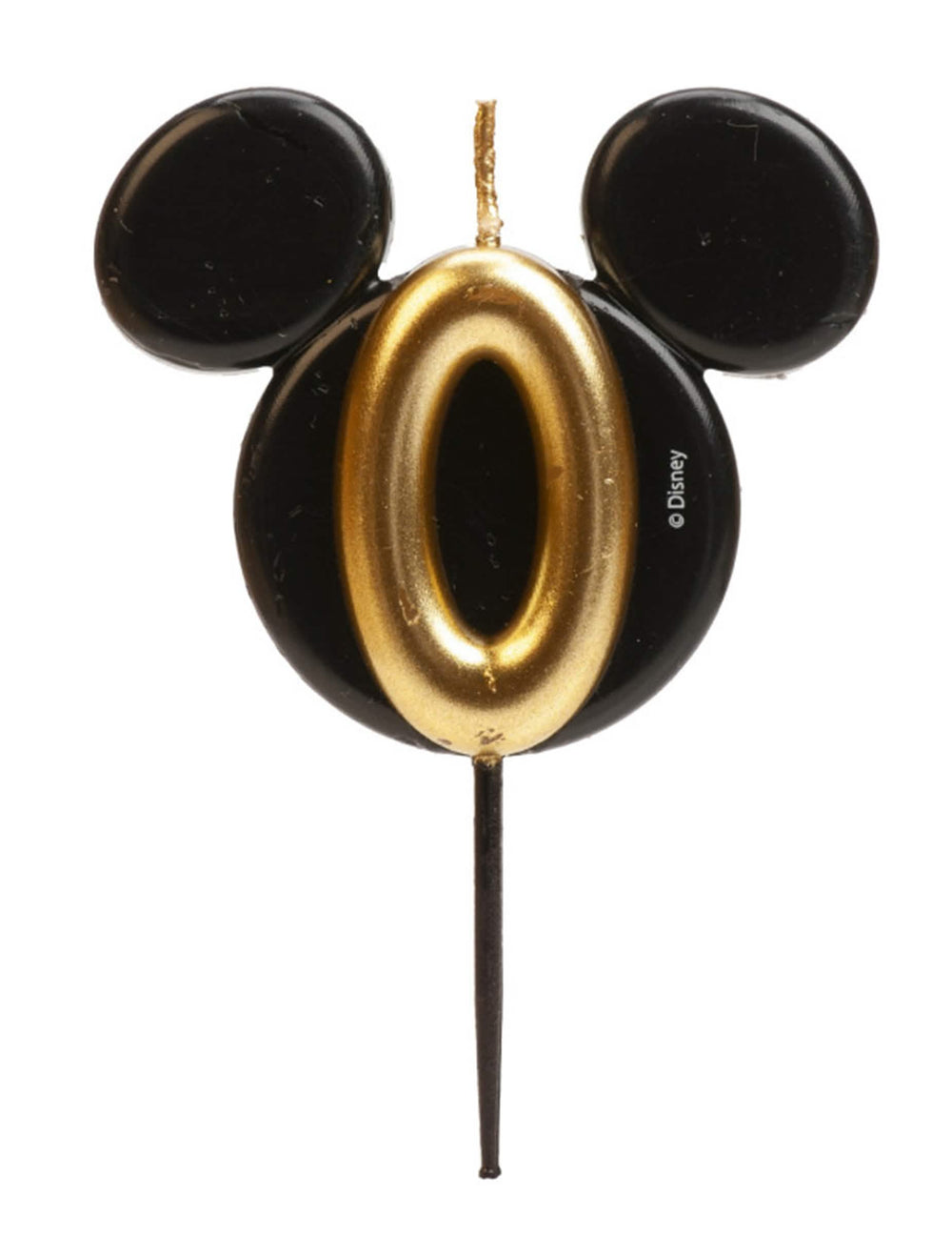 Vue du chiffre 0 doré de la bougie chiffre Mickey Mouse