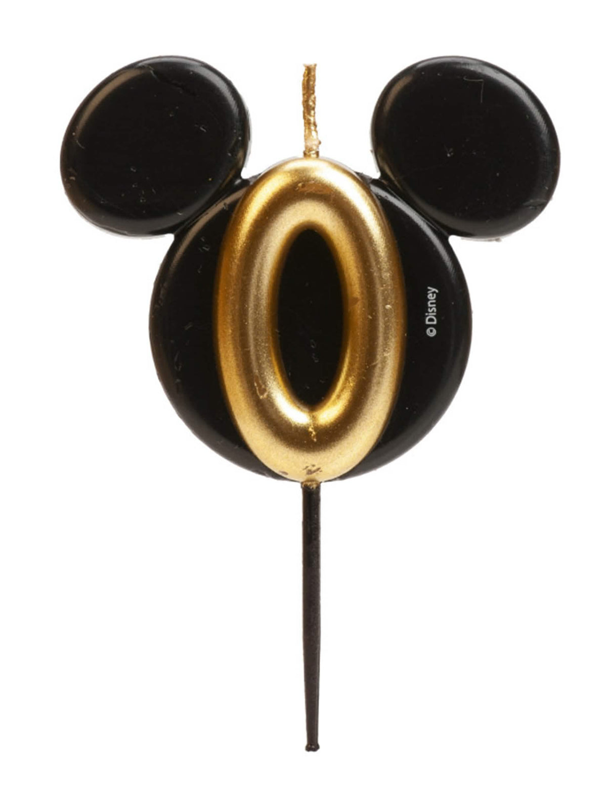 Vue du chiffre 0 doré de la bougie chiffre Mickey Mouse