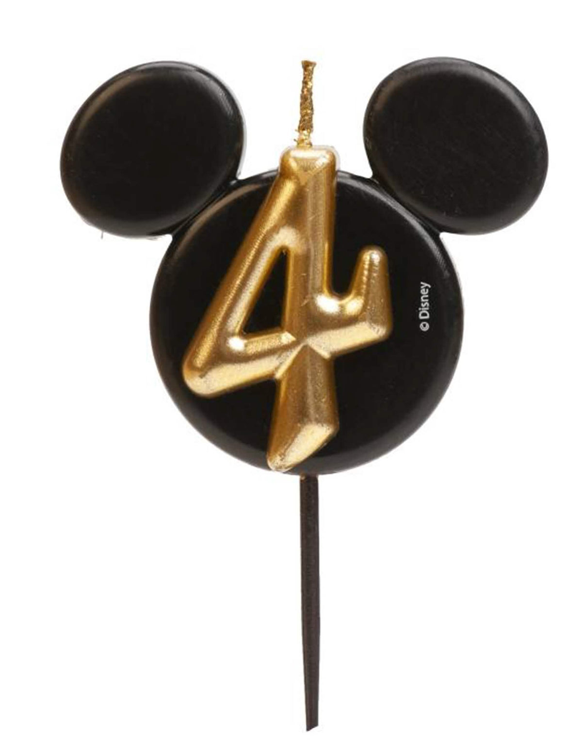Gros plan sur le chiffre 4 doré de la bougie chiffre Mickey Mouse