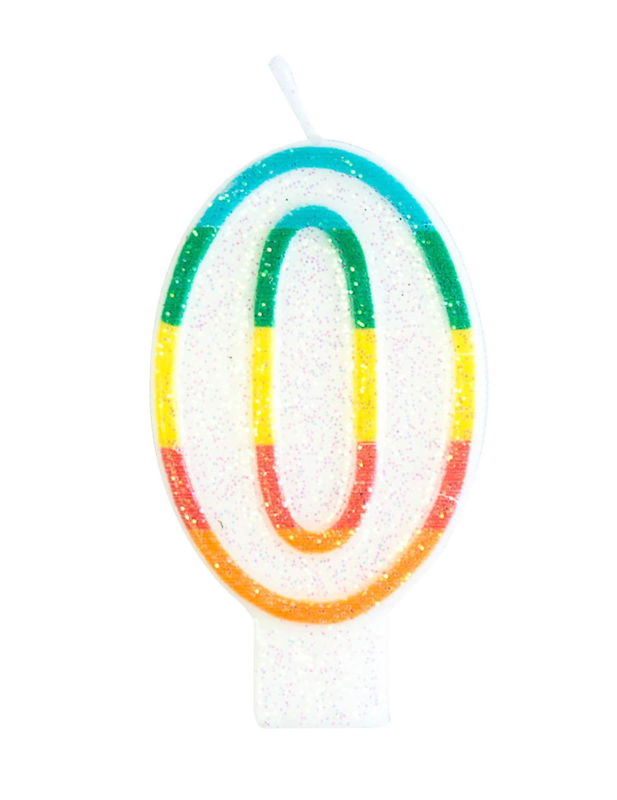 Vela de aniversário número 0 arco-íris com purpurina