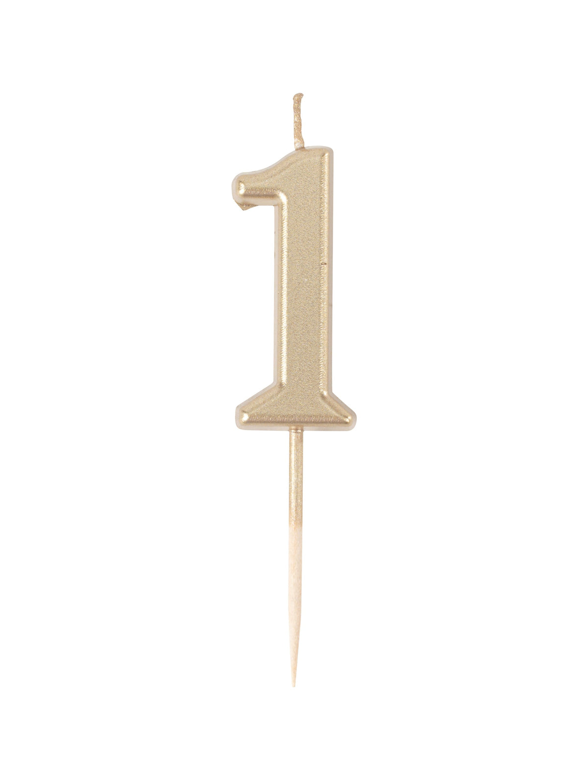 Vela de aniversário número 1 dourada metalizada 4,3 cm com espeto