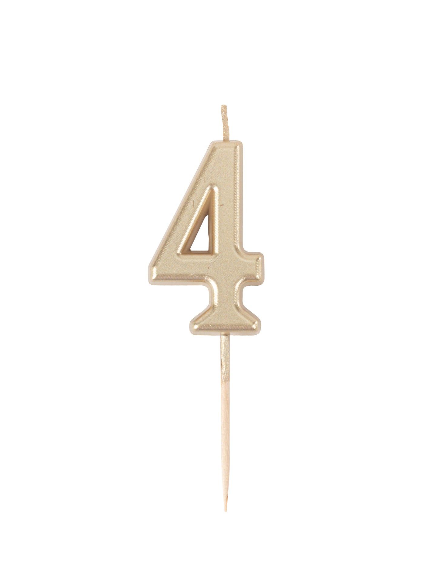 Vela de aniversário número 4 dourado metalizado 4,3 cm de cera
