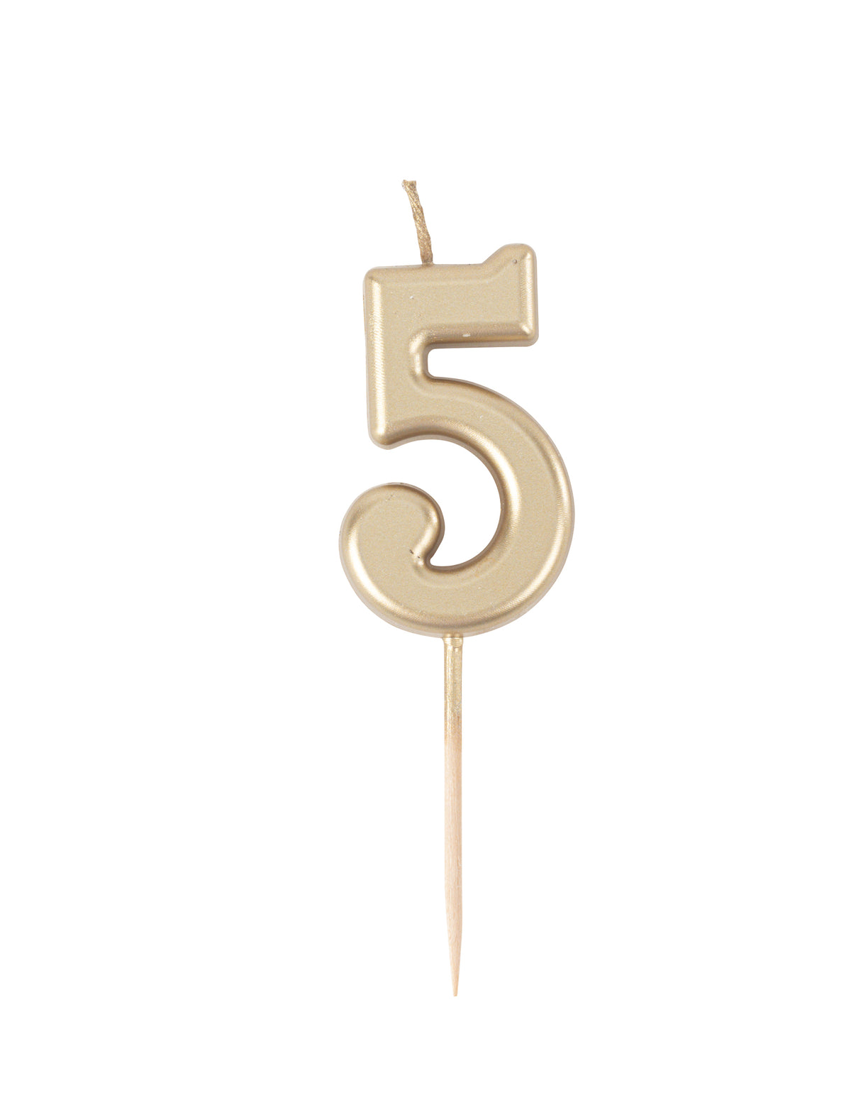 Vela de aniversário número 5 dourada metalizada 4,3 cm com espeto