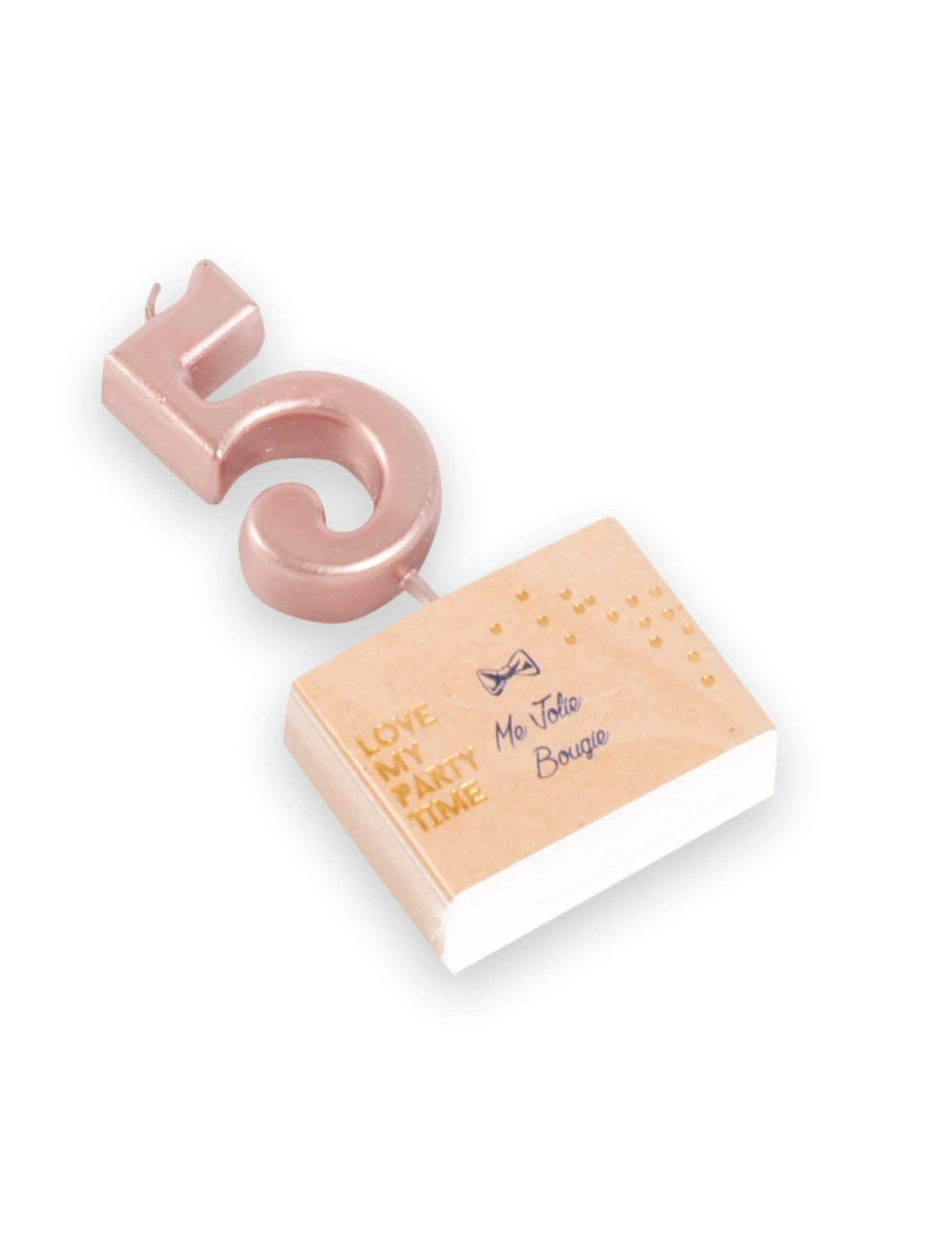 Vela de aniversário número 5 ouro rosa metalizado