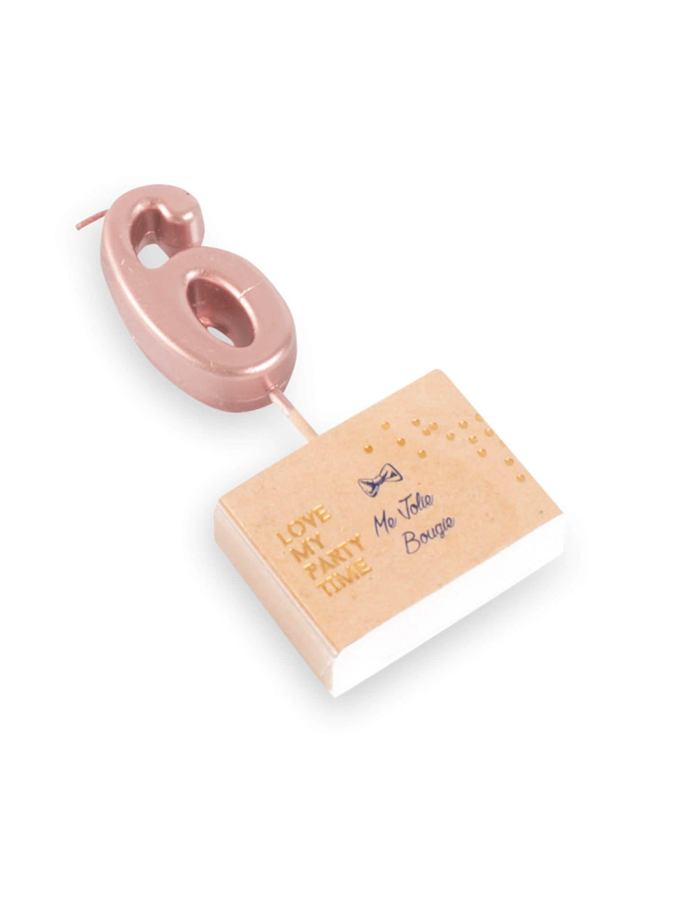 Vela de aniversário número 6 para festa ouro rosa com palito