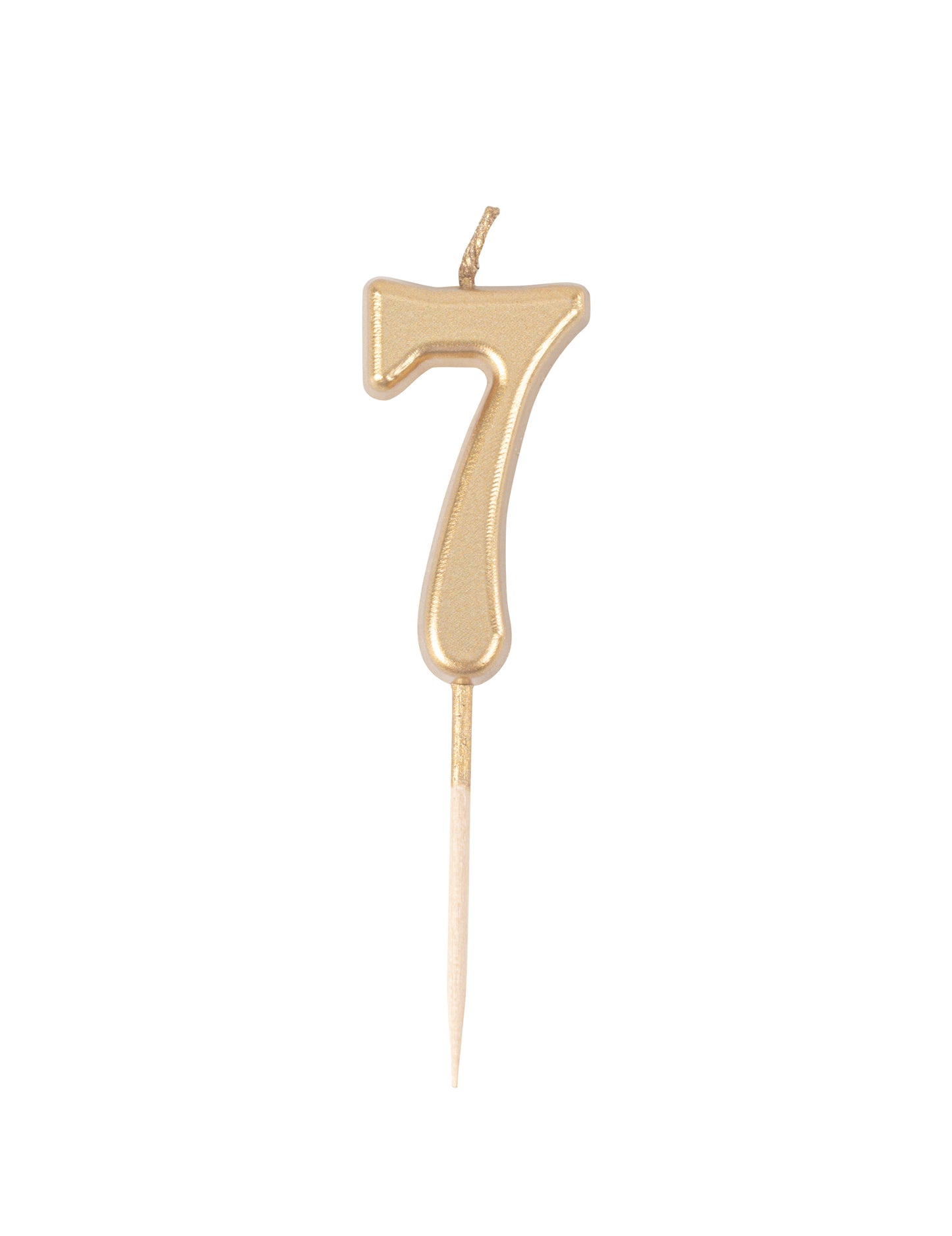 Vela de aniversário número 7 dourada metalizada 4,3 cm com palito