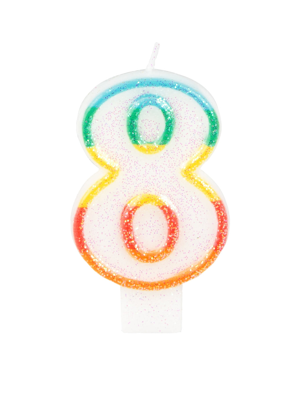 Bougie d'anniversaire chiffre 8 pour fête multicolore pailletée