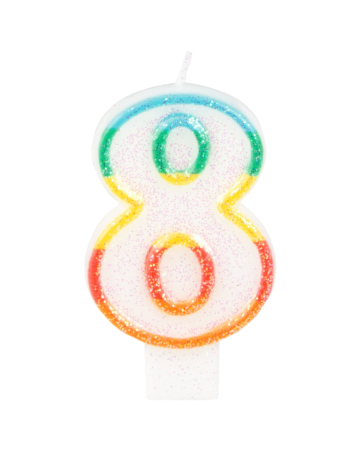 Bougie d'anniversaire chiffre 8 pour fête multicolore pailletée