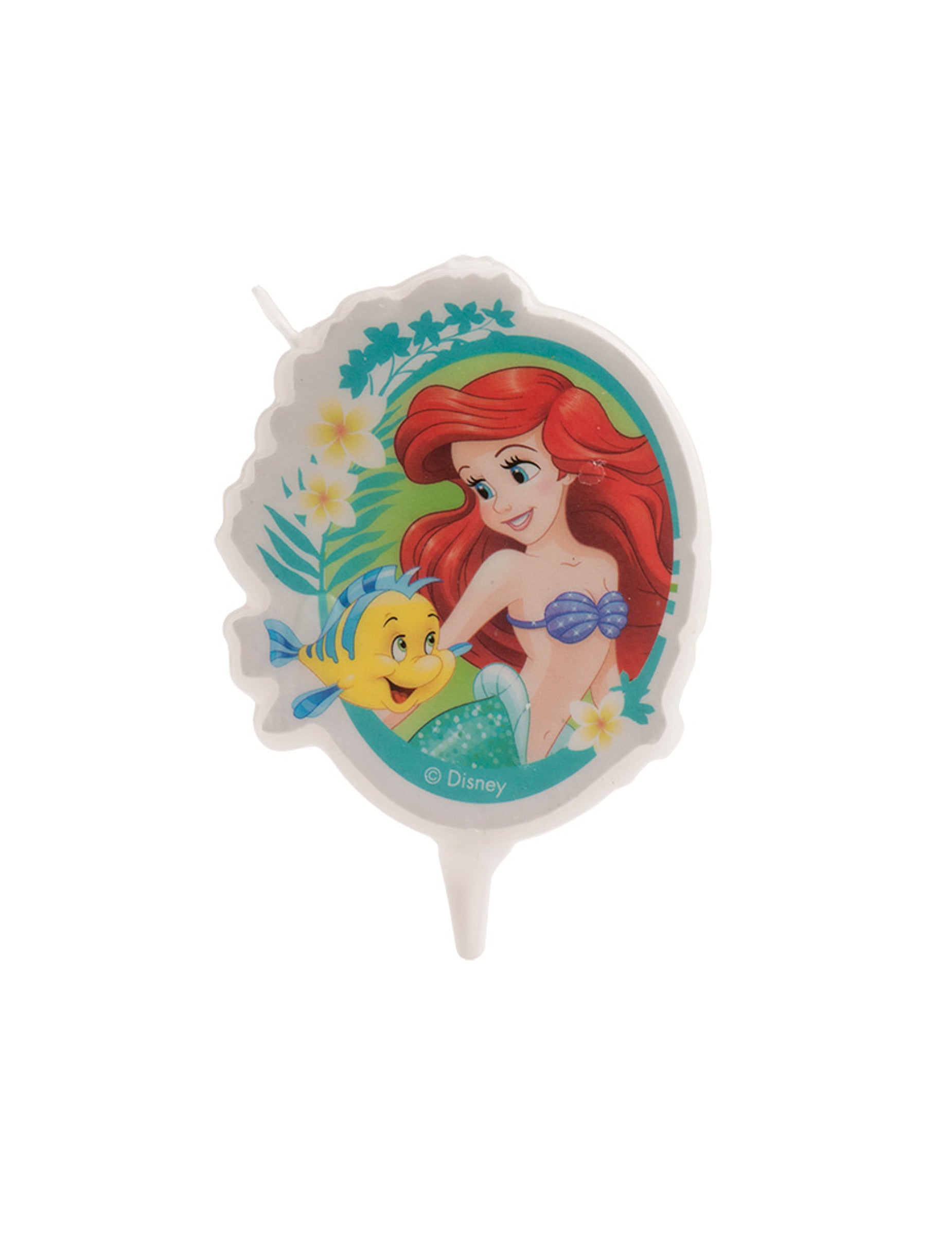 Bougie d'anniversaire La Petite Sirène avec Ariel et Polochon