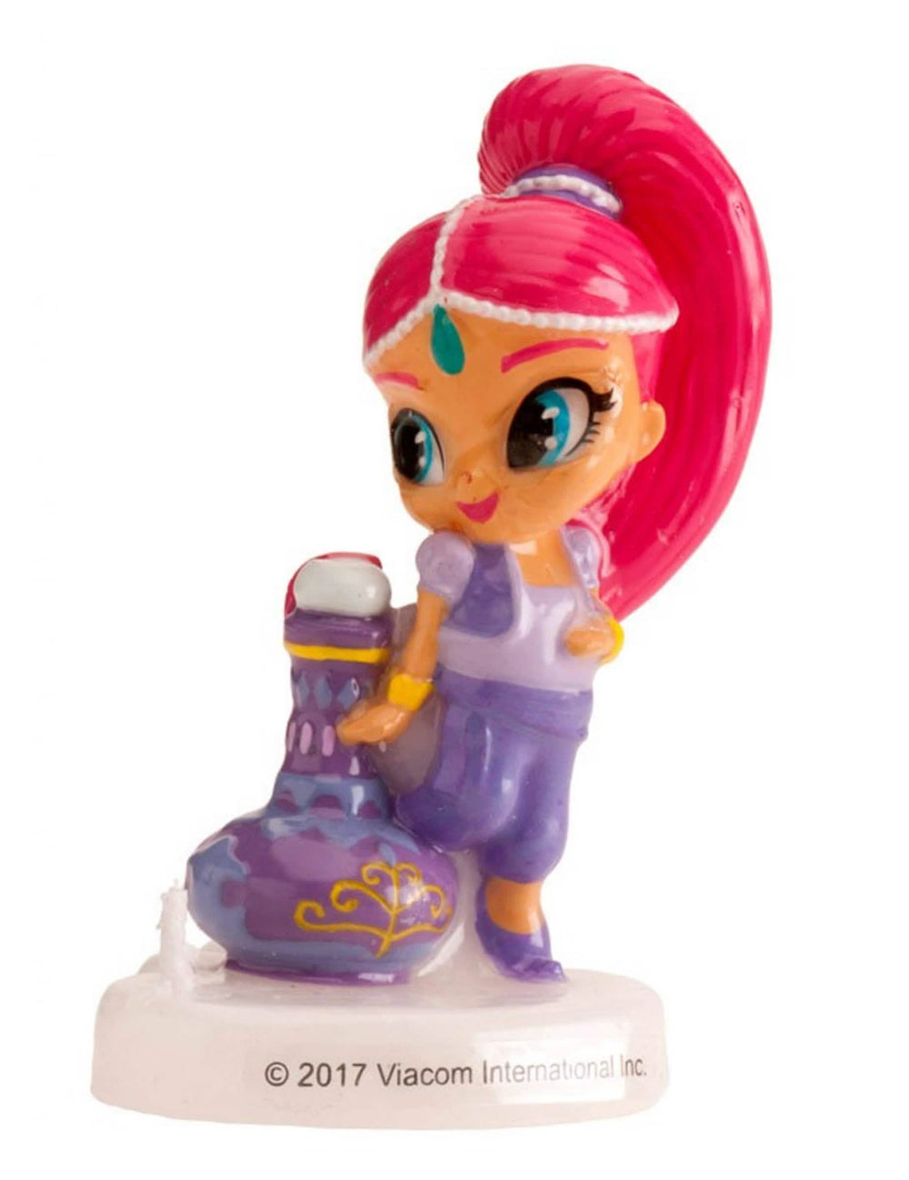 Vista frontal da figura da vela de aniversário Shimmer
