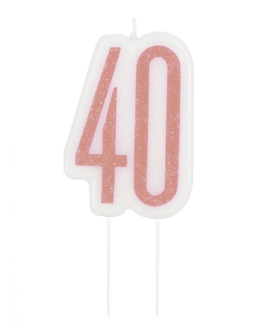 Bougie d'anniversaire sur pic 40 ans pour fête rose pailleté