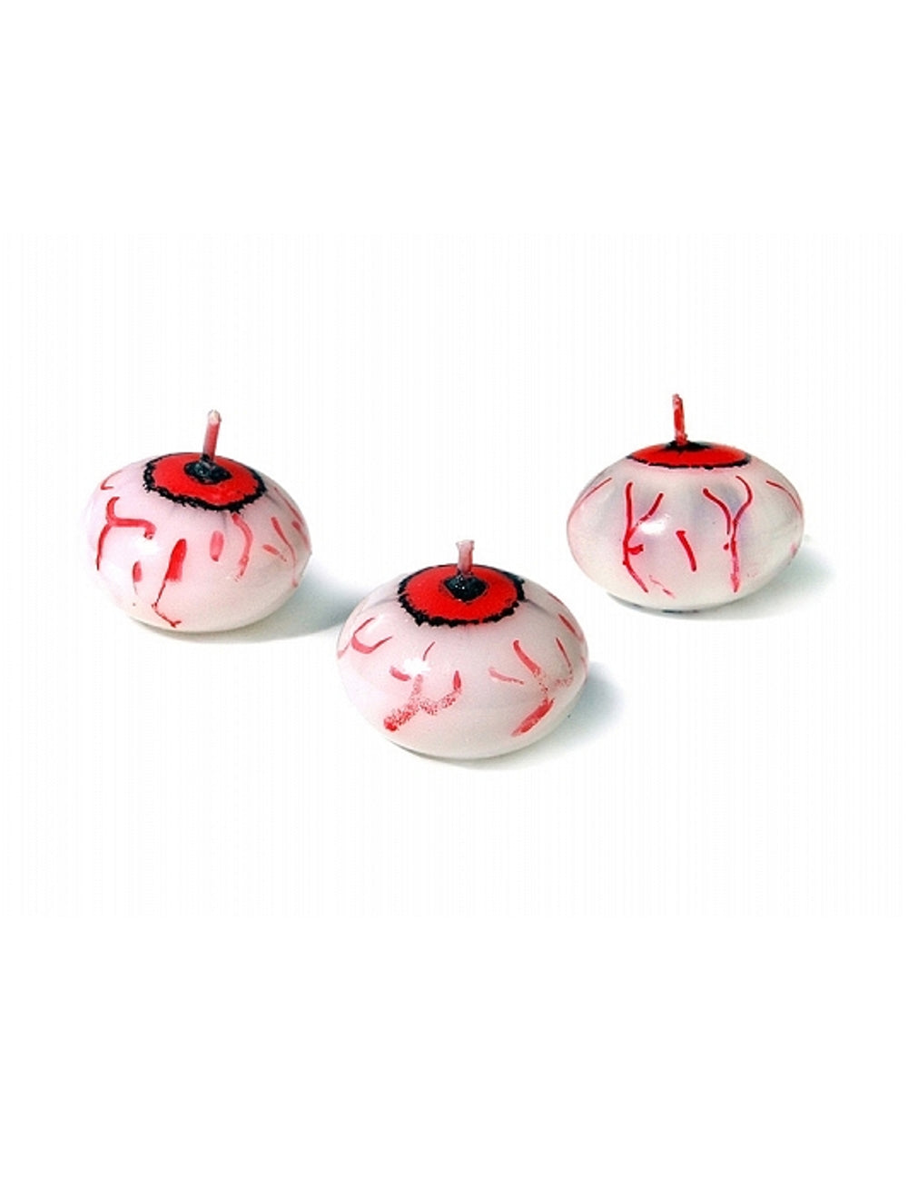 Bougie flottante oeil ensanglanté pour Halloween blanche et rouge