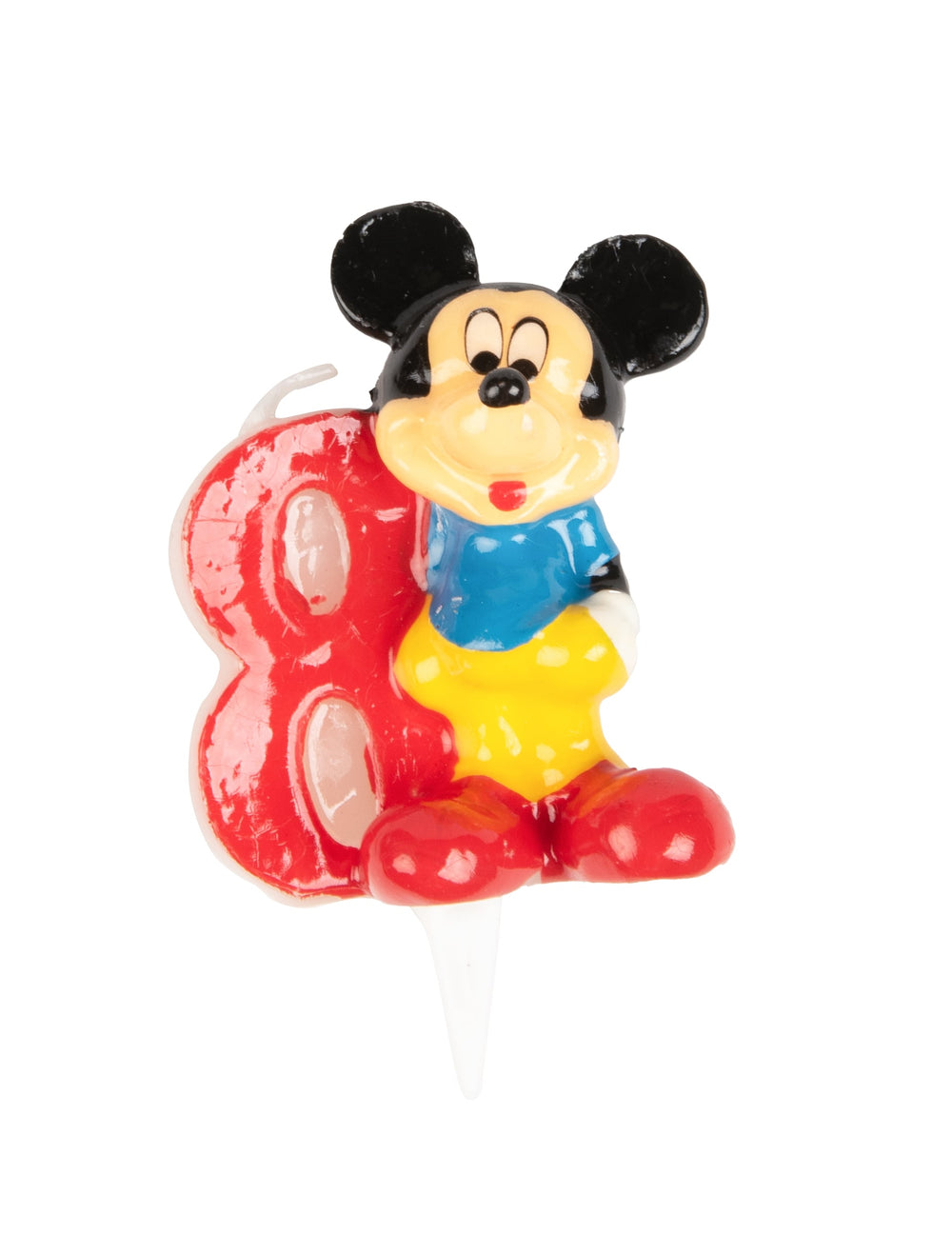 Bougie numéro 8 Mickey pour enfant rouge avec figurine Disney