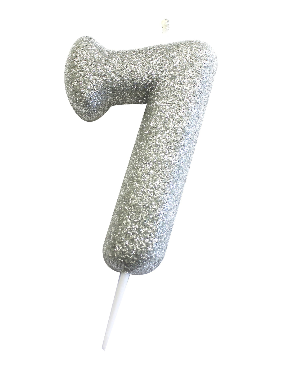 Bougie sur pique chiffre 7 pour gâteau argent pailleté