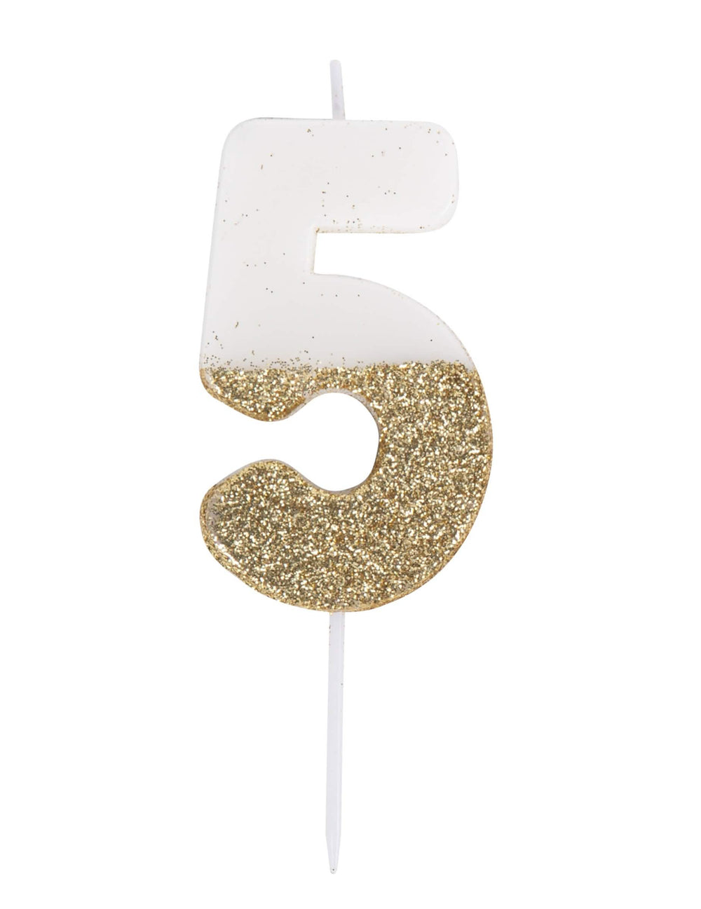 Detalhe do número 5 da vela de piquinho número para aniversário