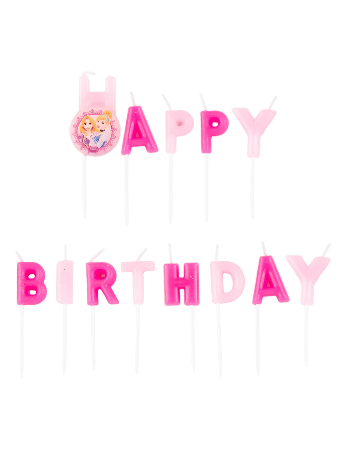 Bougies Happy Birthday Disney Princesses pour enfant rose