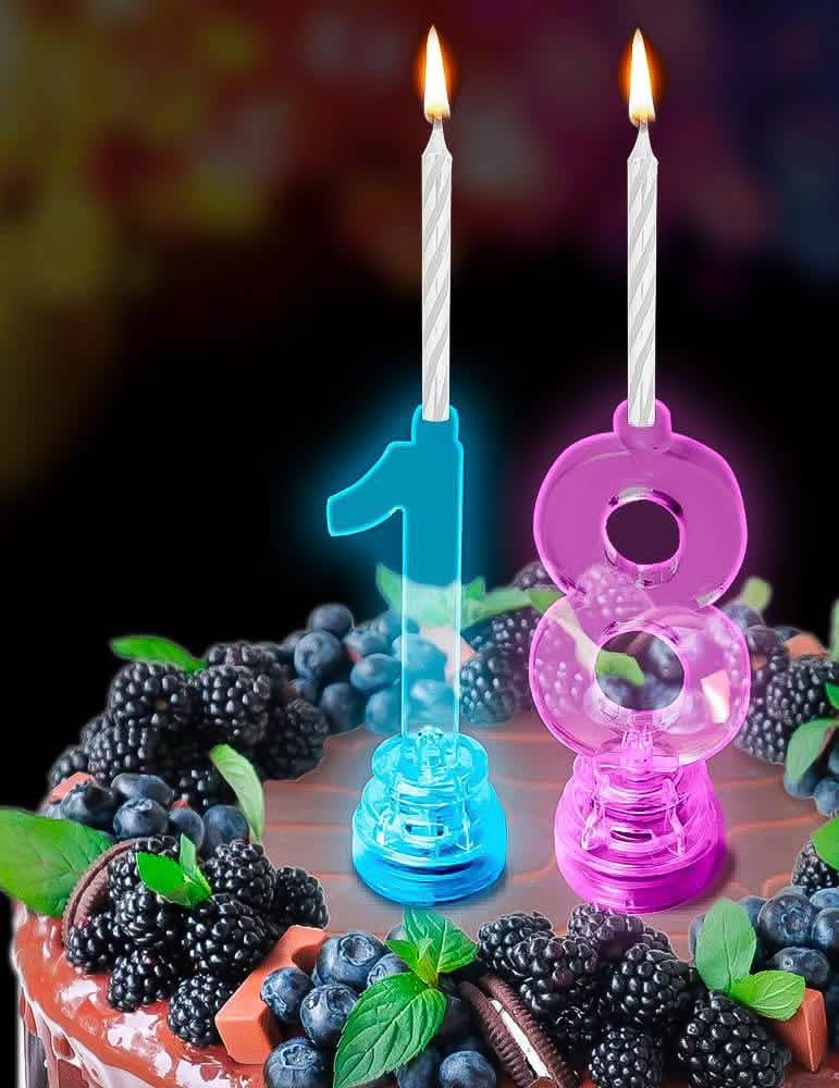 Decoração para bolo da vela luminosa LED número 1 para aniversário