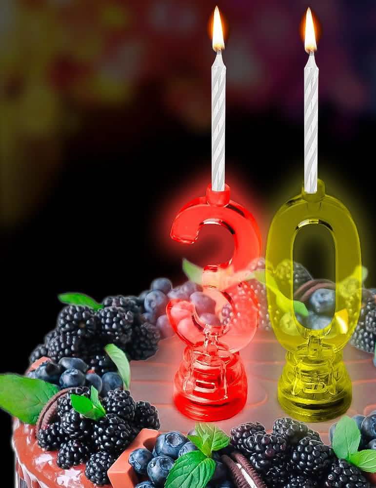 Decoração para bolo da vela LED luminosa número 3