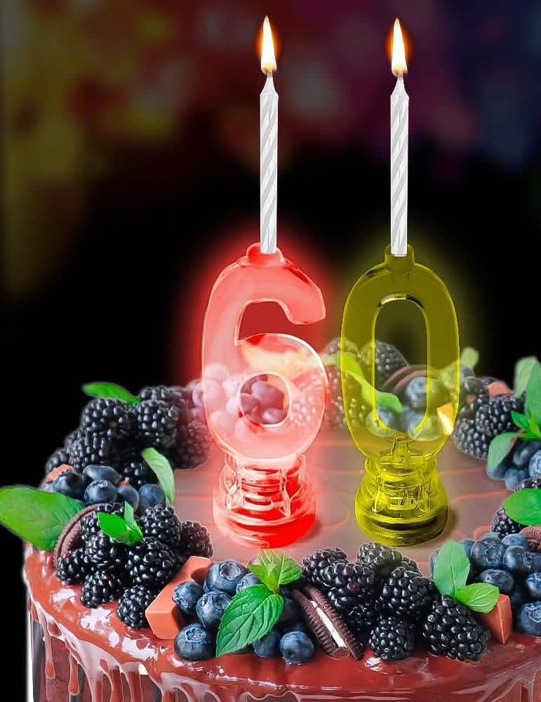 Decoração de bolo com a vela luminosa LED número 6