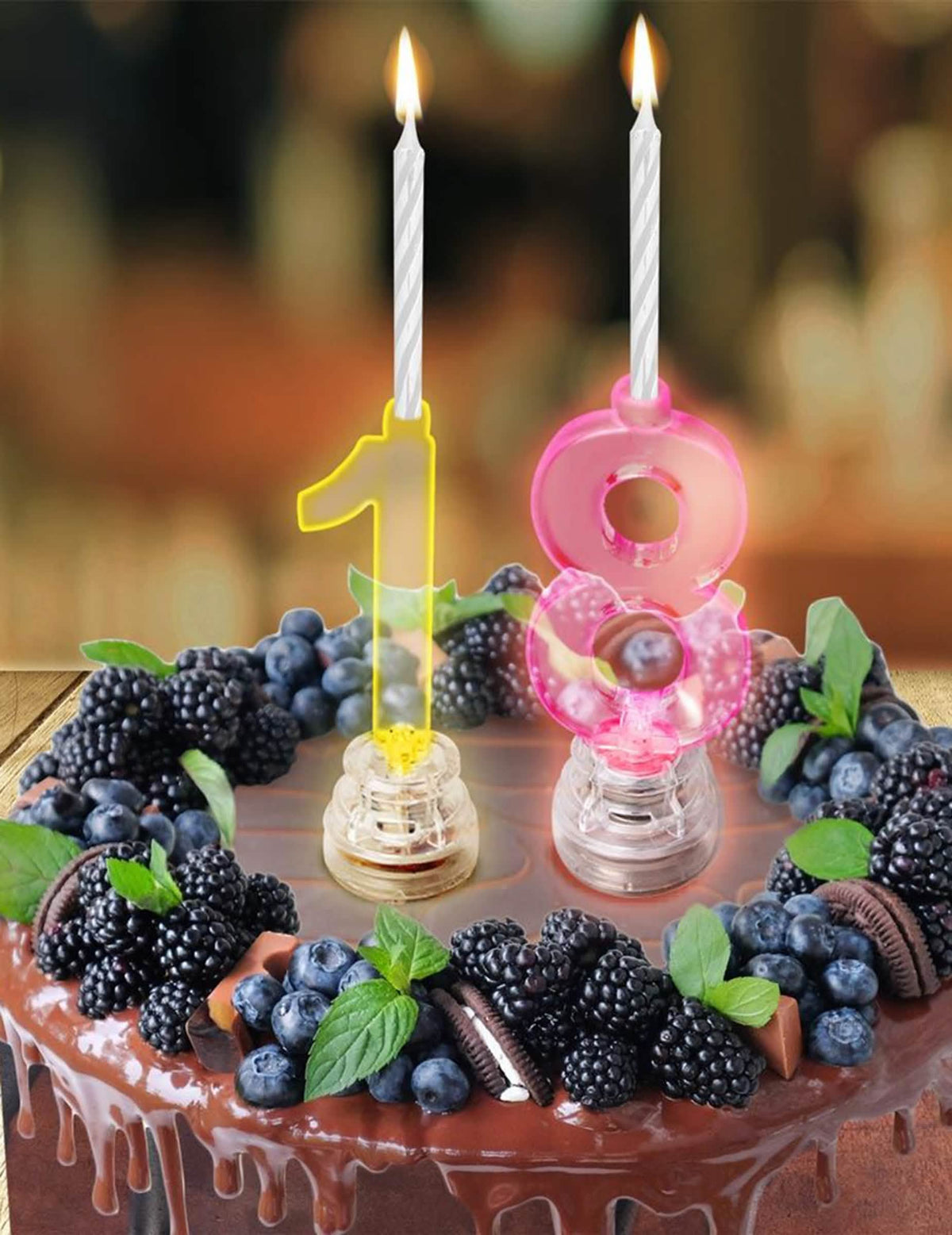 Decoração para bolo de aniversário com a vela LED luminosa número 8