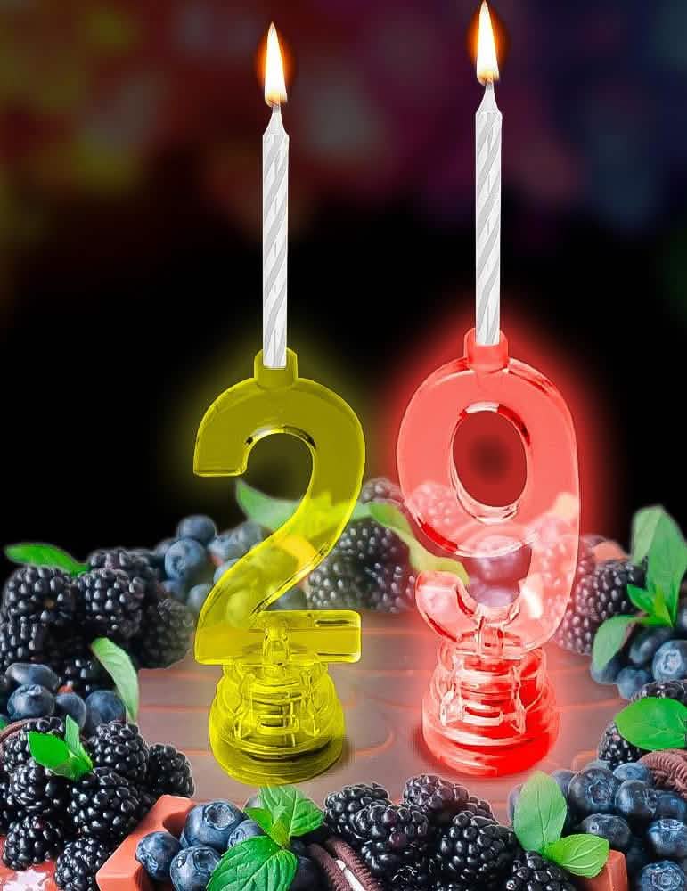 Cenário num bolo da vela luminosa LED número 9 para aniversário
