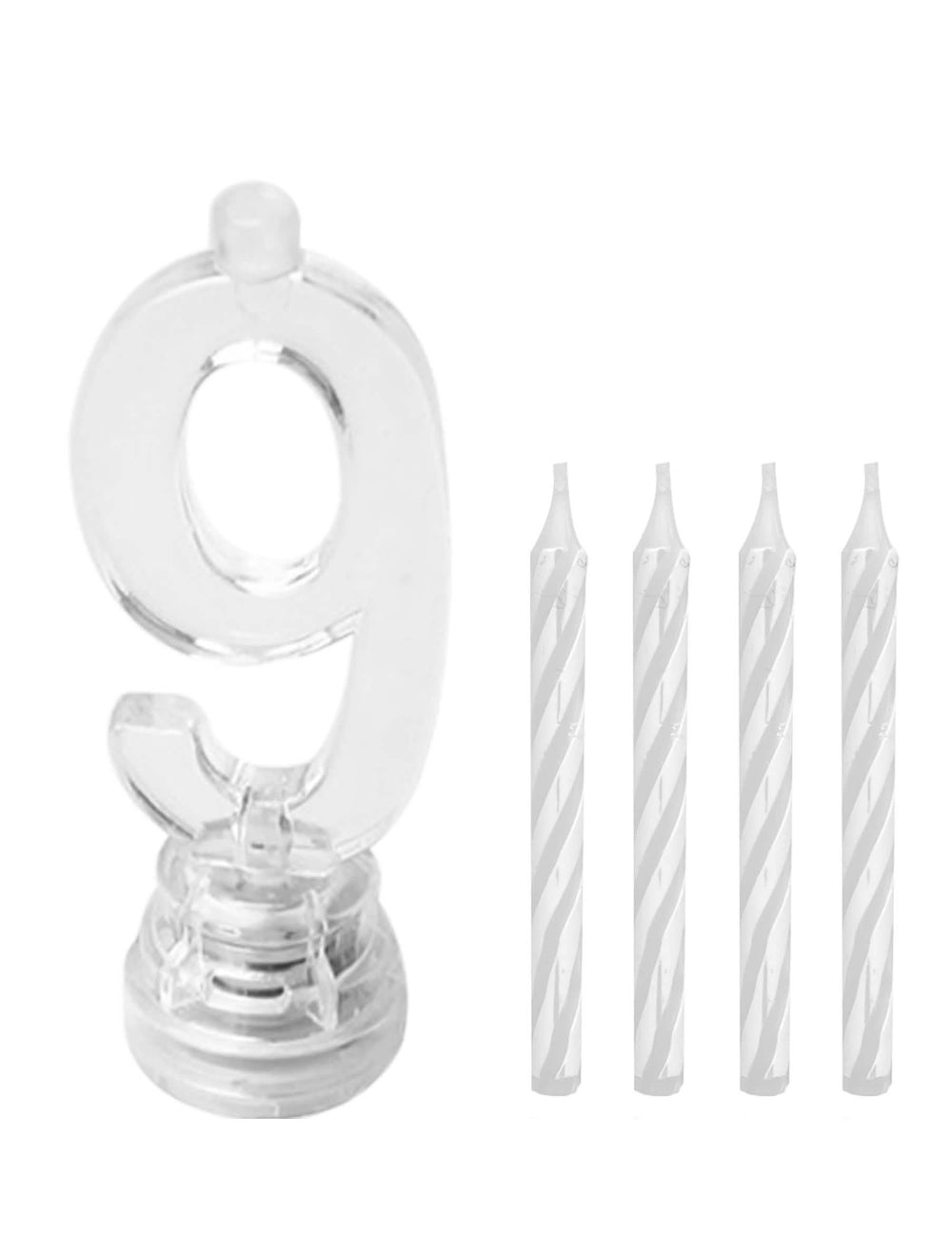 Detalhe do suporte e das velas da vela luminosa LED número 9