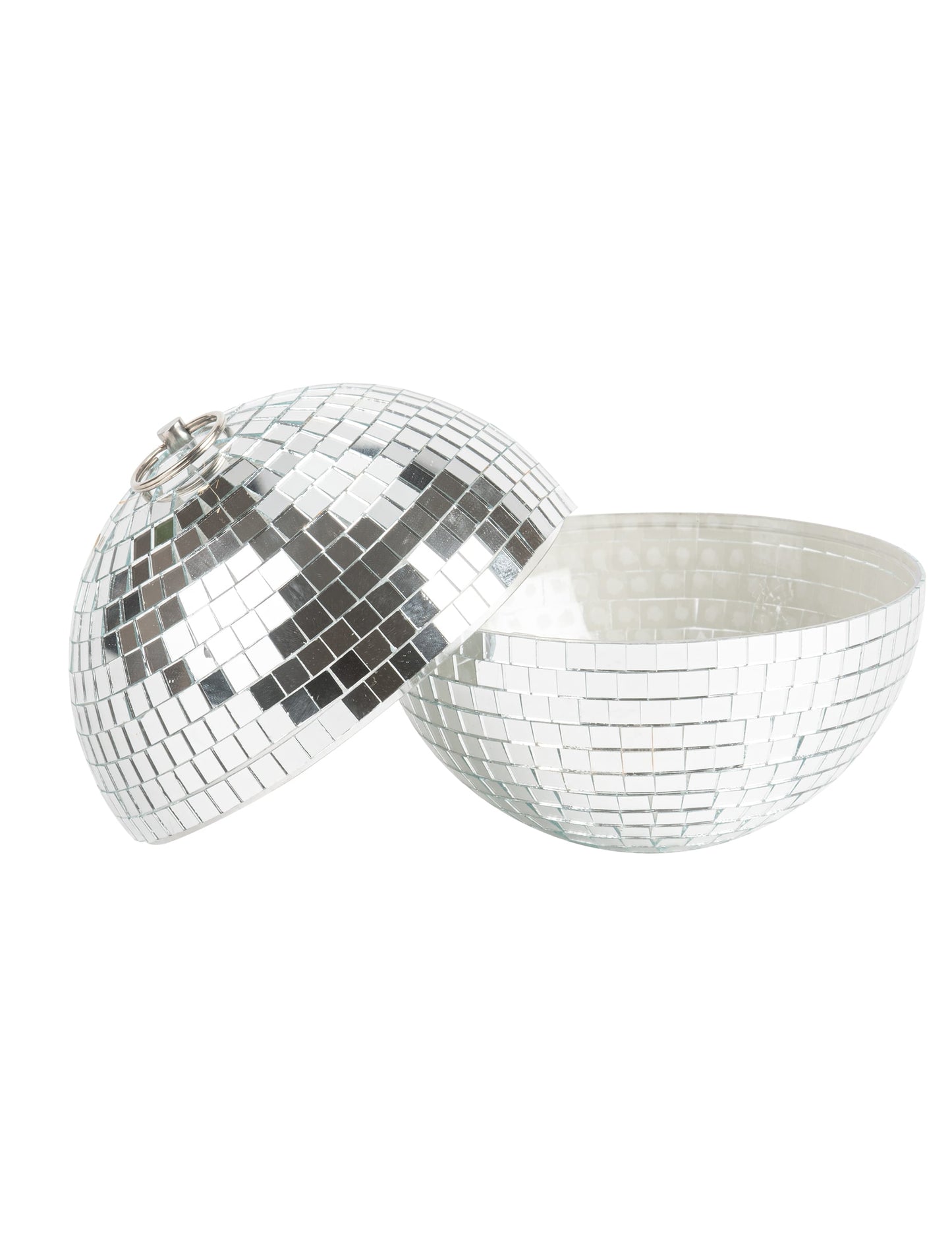 Bola de espelhos para pendurar, vidro espelhado prata 16cm, decoração disco