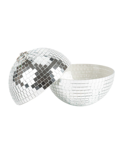 Bola de espelhos para pendurar, vidro espelhado prata 16cm, decoração disco