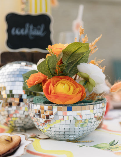 Bola de espelhos para pendurar, vidro espelhado prata 16cm, decoração disco