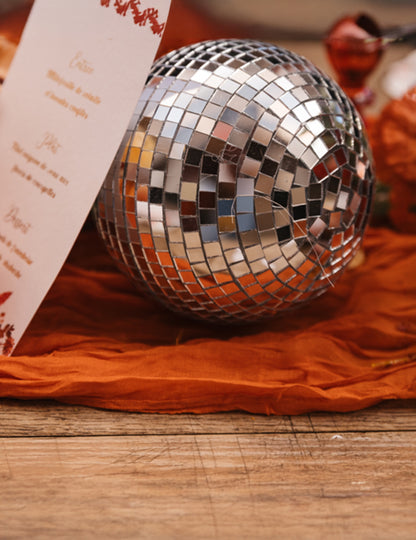 Bola de espelhos para pendurar, vidro espelhado prata 16cm, decoração disco