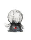 Boule de cristal lumineuse et sonore Halloween noire avec toile d'araignée et pierre rouge