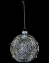 Boule de noël géométrique pour décoration en verre blanc et or