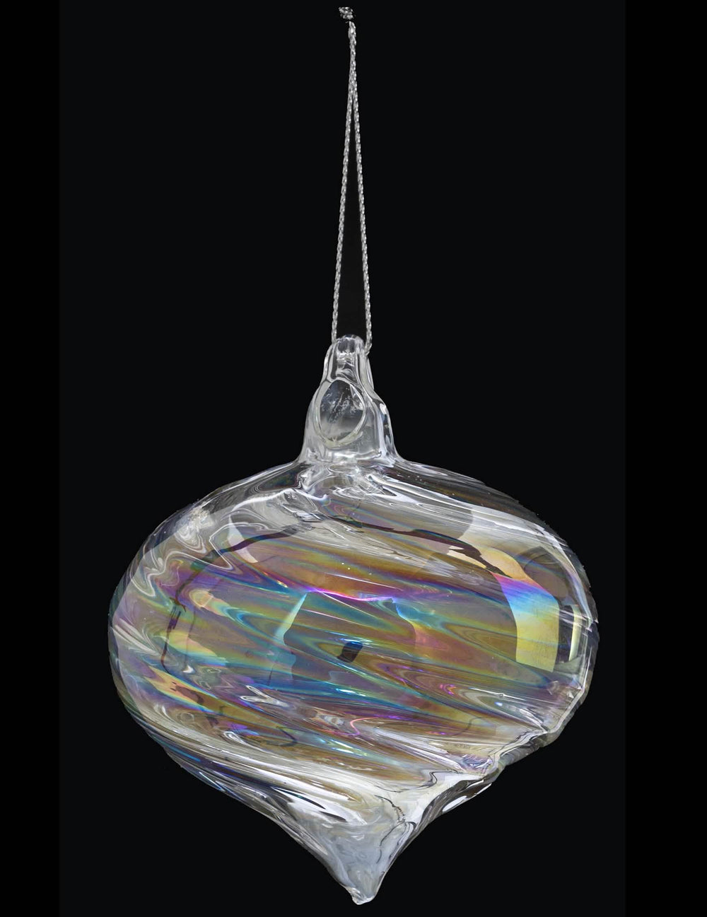 Bola de natal em vidro em forma de gota para decoração de festa iridescente