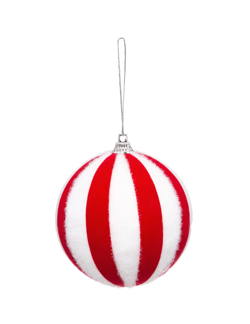 Bola de natal às riscas vermelhas e brancas em pele sintética