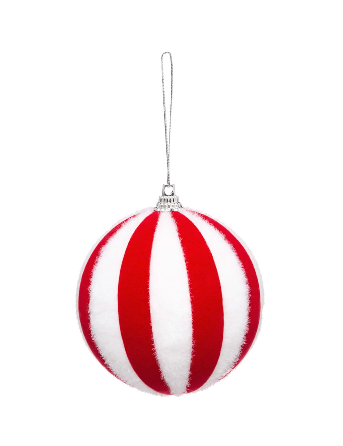 Bola de natal às riscas vermelhas e brancas em pele sintética