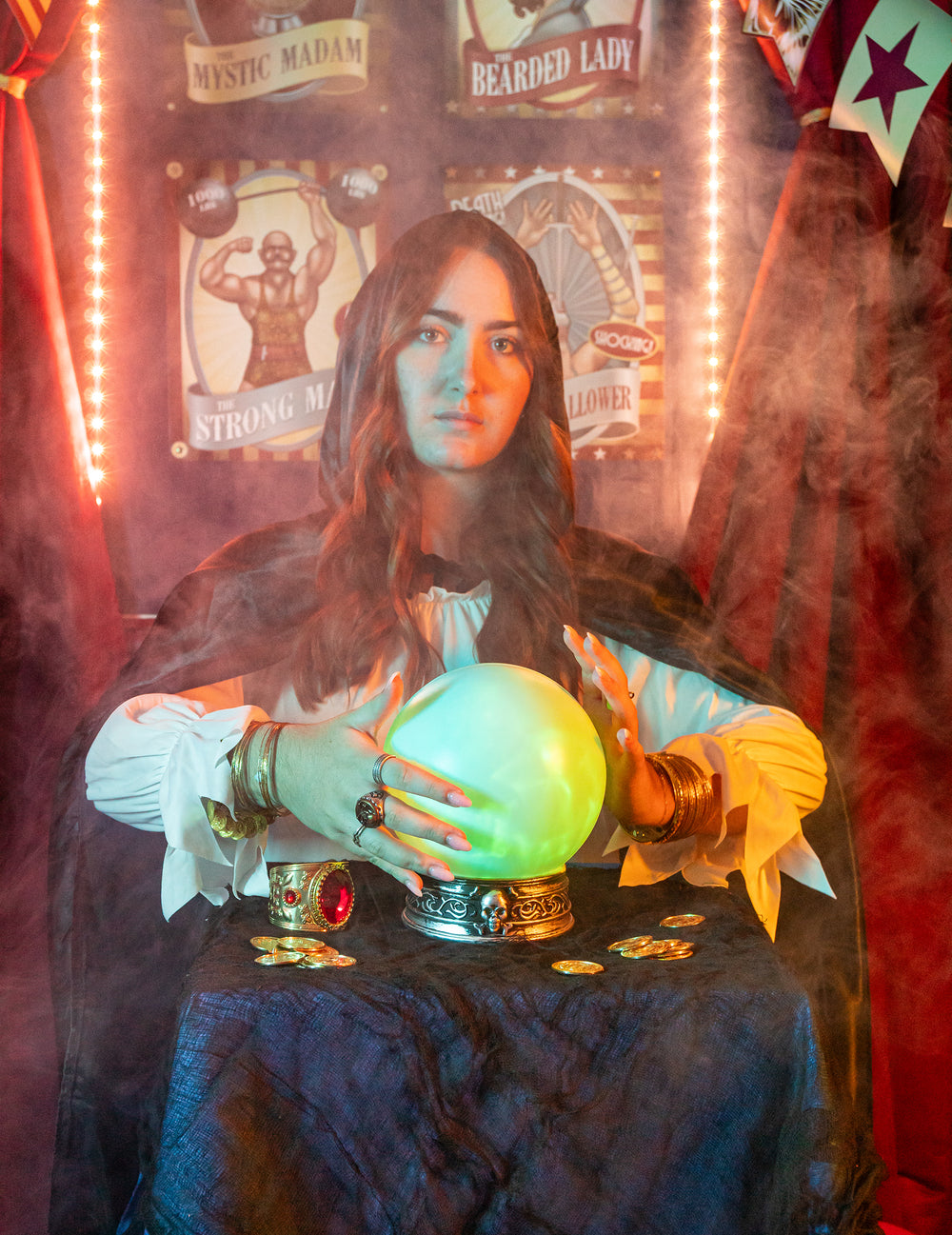 Mise en situation de la boule lumineuse et sonore Halloween