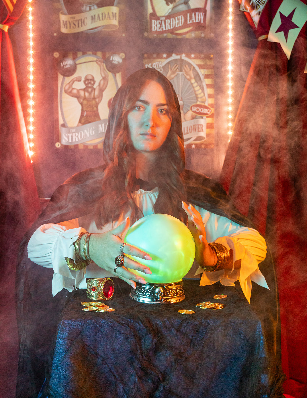 Mise en situation de la boule lumineuse et sonore Halloween