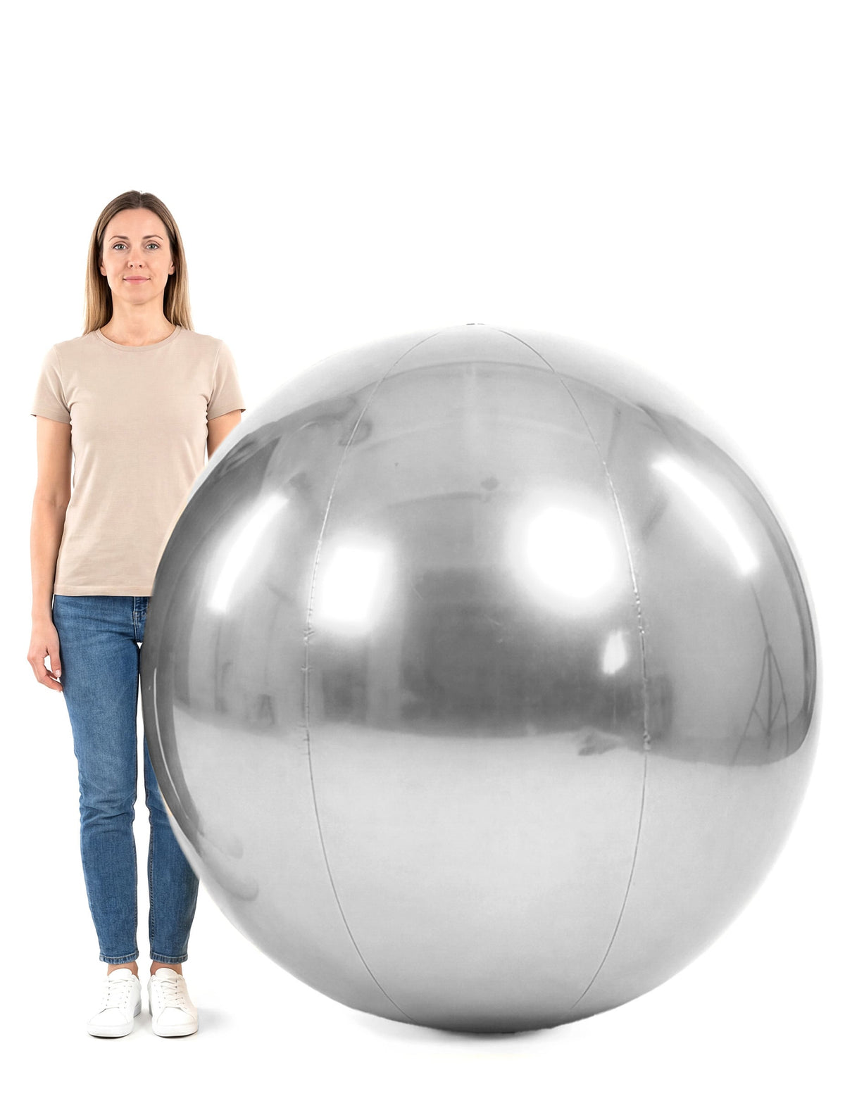 Bola de espelhos insuflável prateada 120 cm