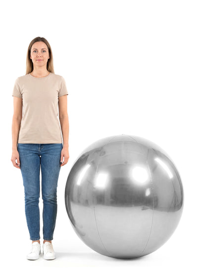 Ballon géant boule miroir argentée 90 cm