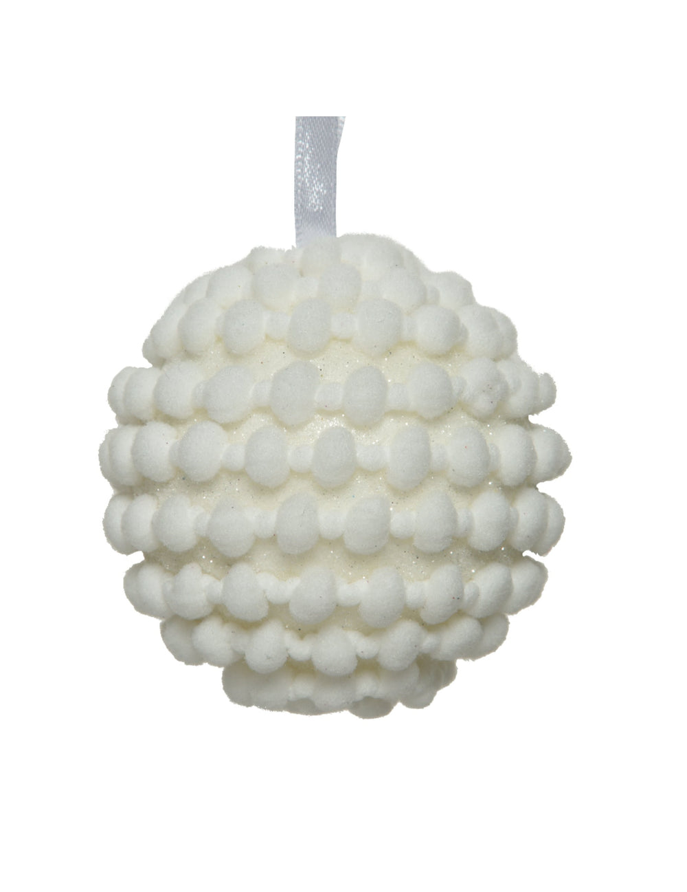 Boule de noël ambiance polaire pour décoration blanche effet coton et paillettes