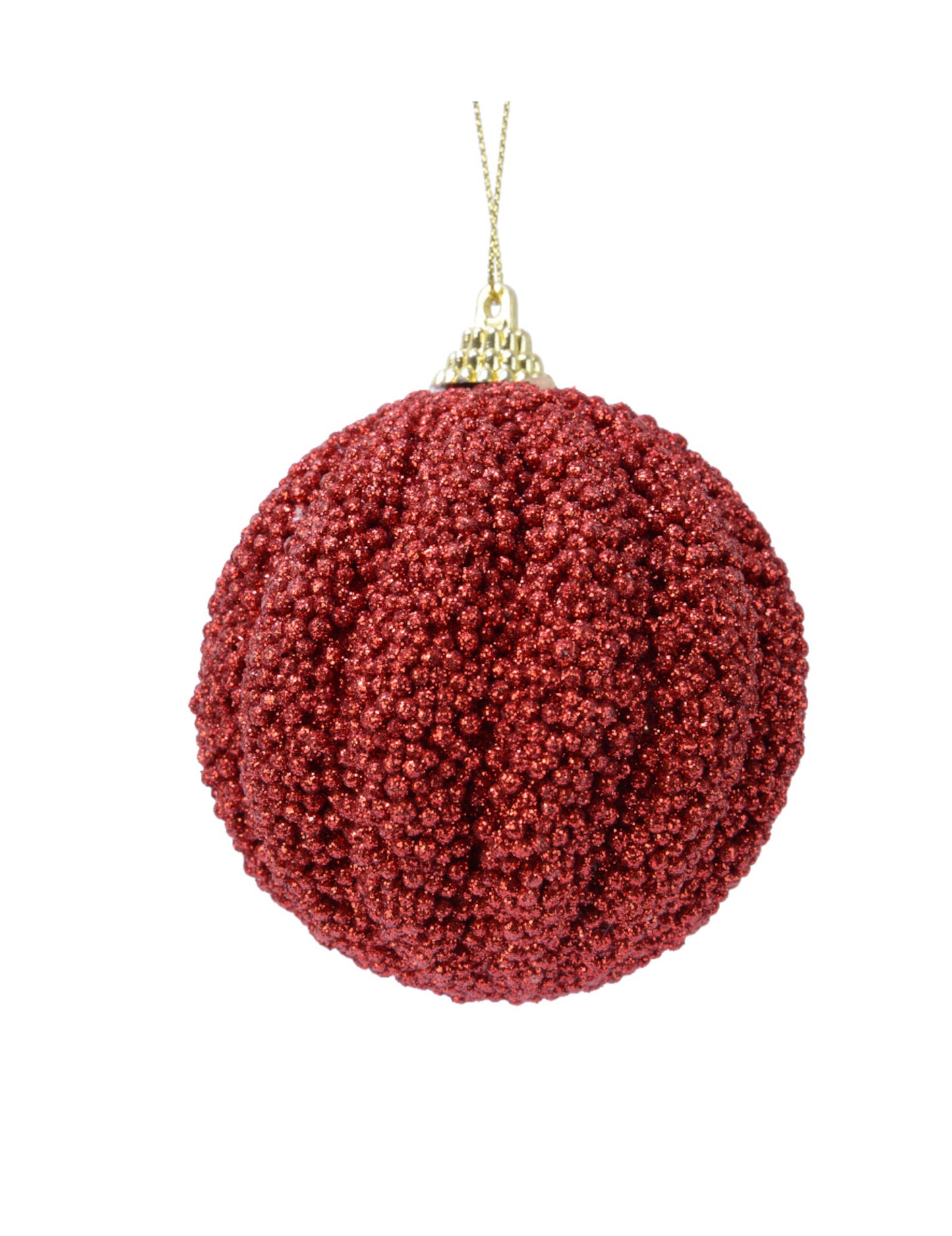 Boule pour sapin de Noël rouge avec paillettes