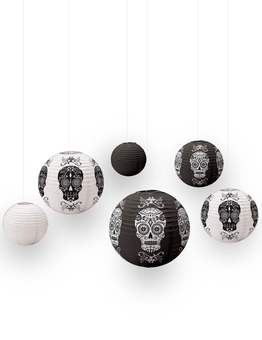 Bolas para suspender de caveira halloween black and white