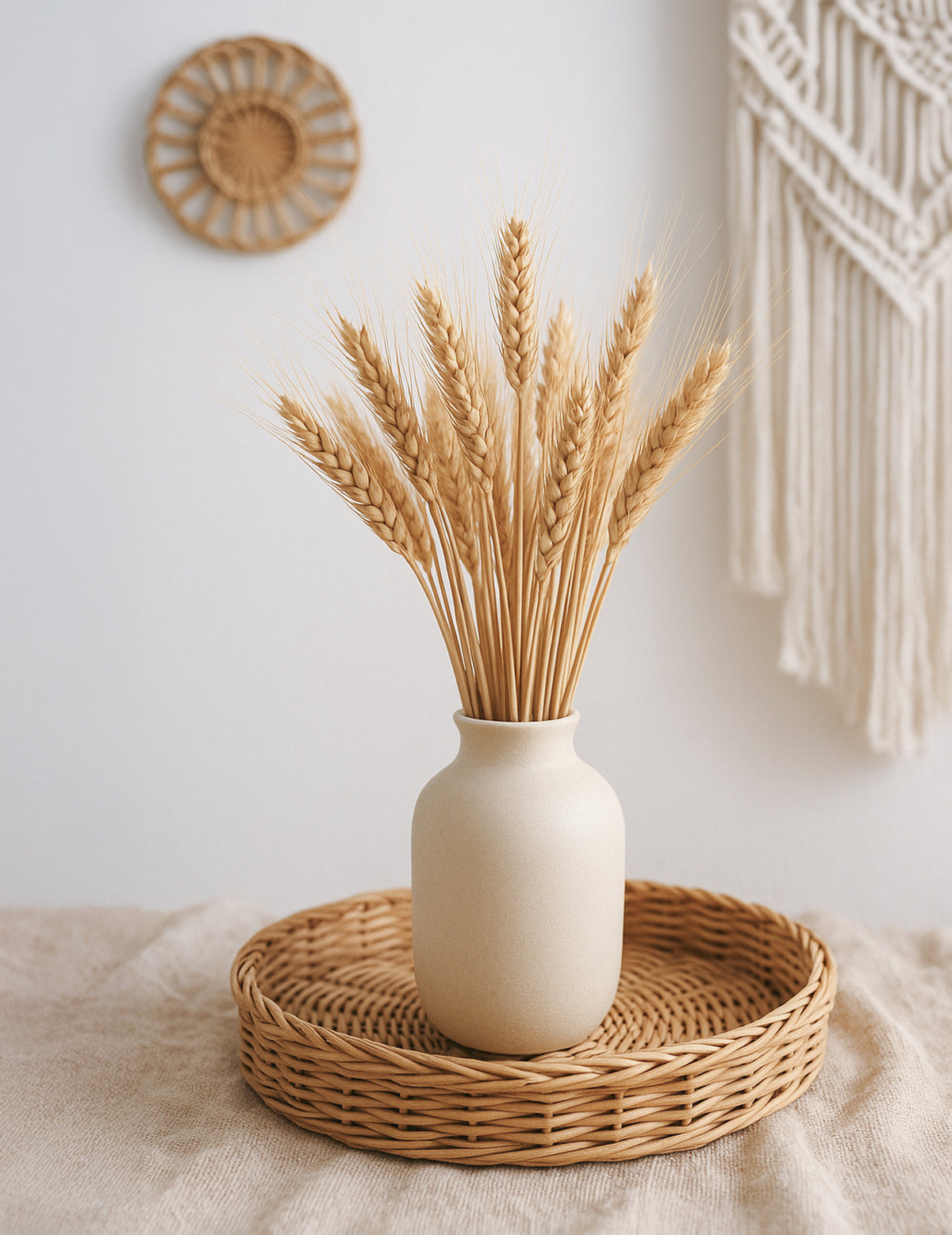 Mise en situation dans un vase du bouquet d'épis de blé naturel