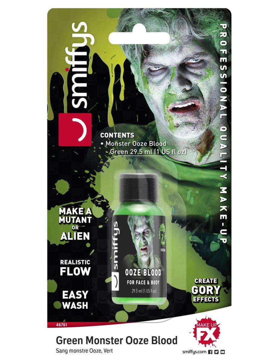 Faux sang de monstre pour adulte vert gluant