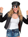 Bracelet clouté rocker pour adulte noir avec clous argentés