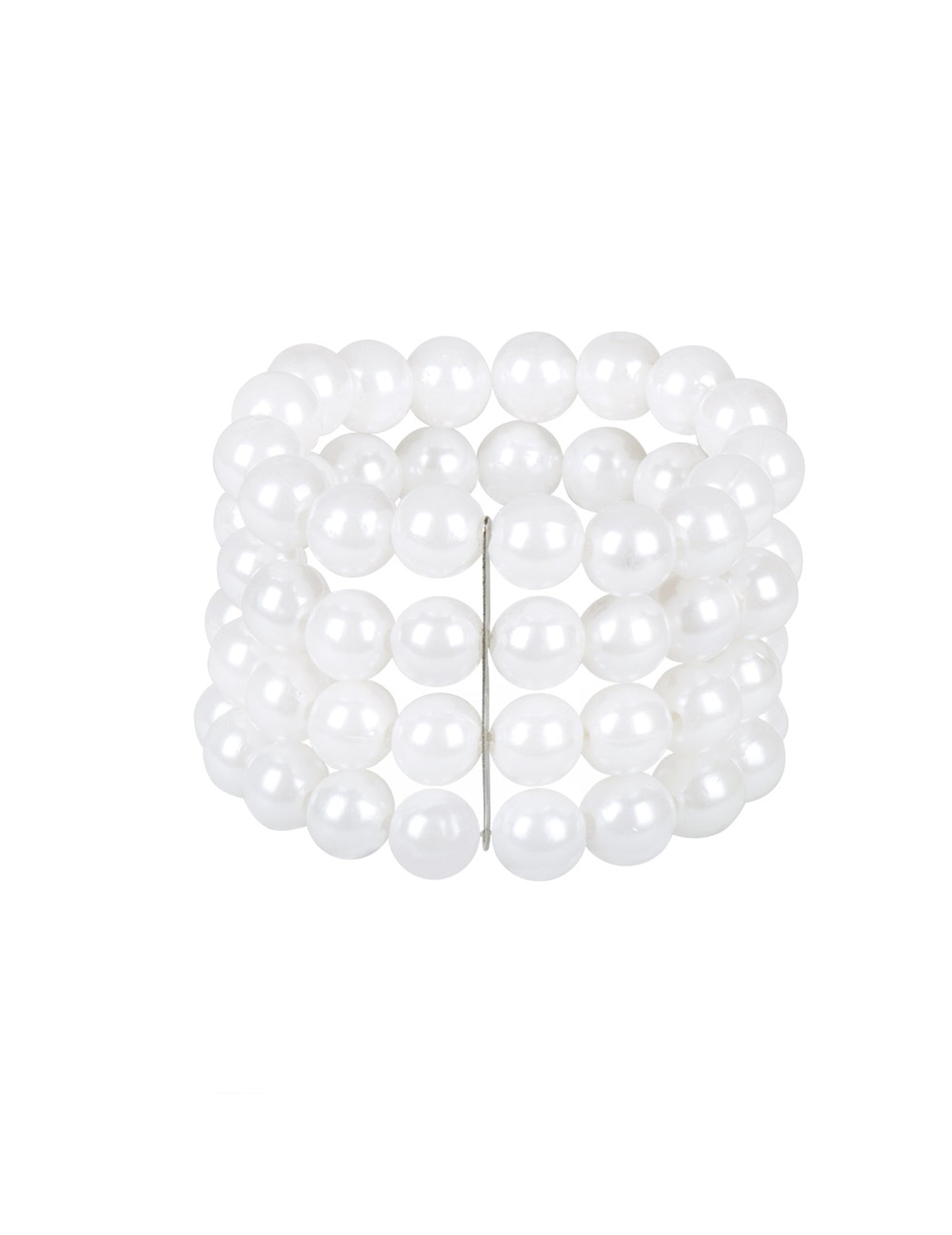 Vue de profil du bracelet de perles blanches pour femme
