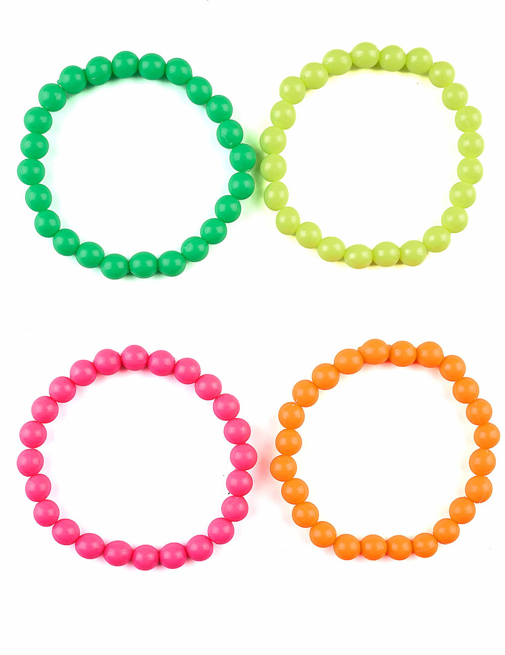 Bracelets lot de 4 multicolores pour adulte verts roses et orange
