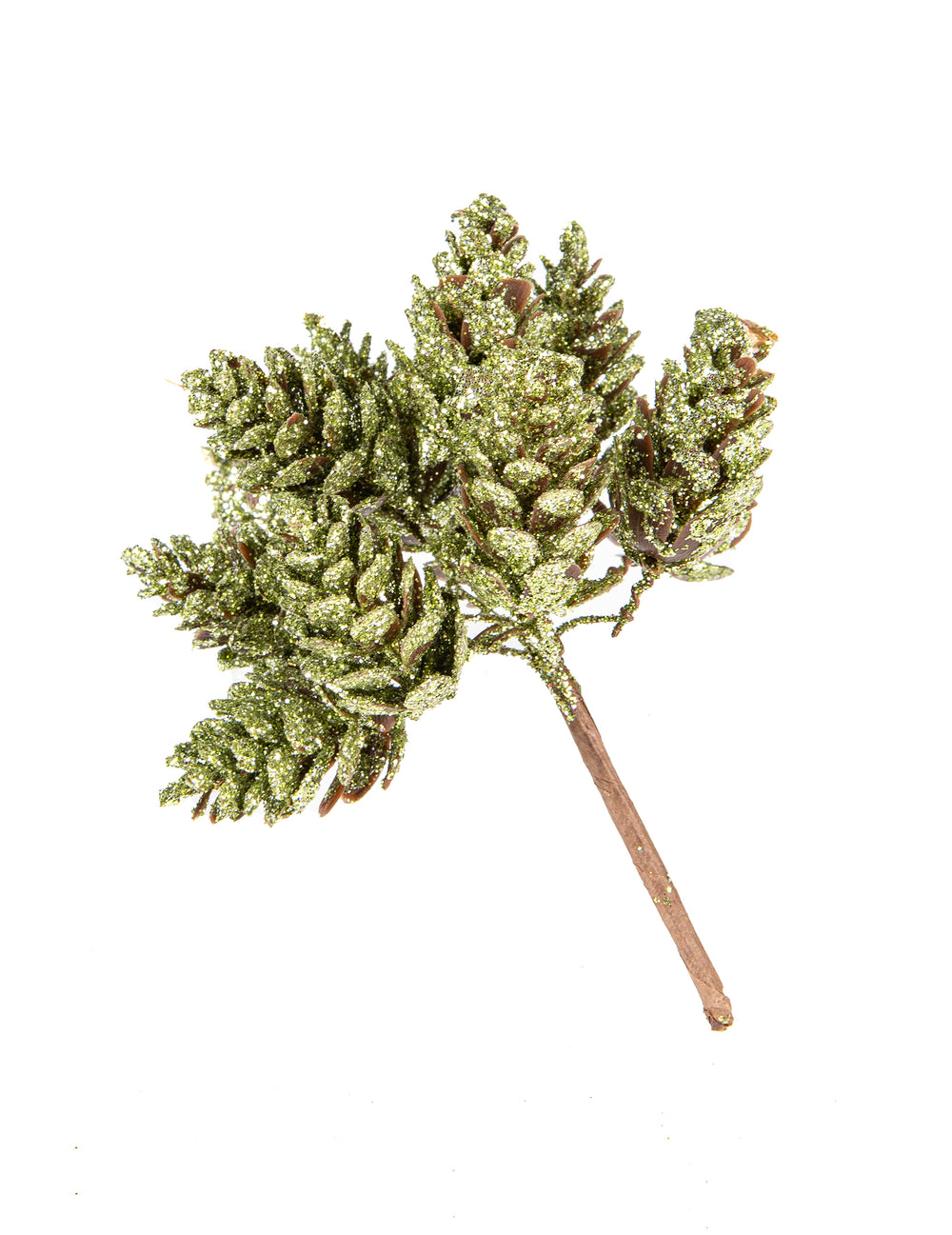 Branchage 12 pommes de pin pour décoration de Noël vert givré