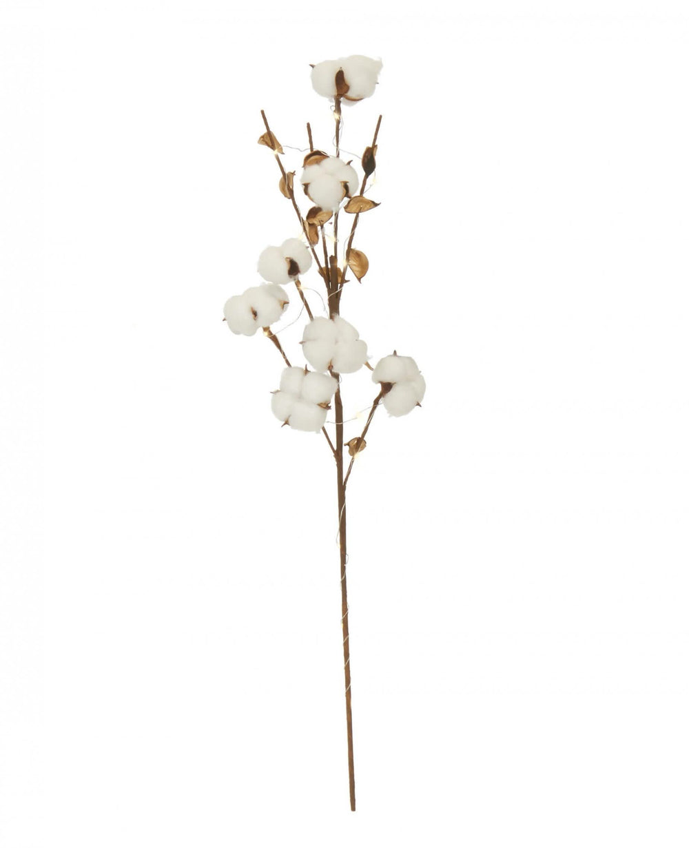 Ramo de algodão luminoso para decoração branca com 20 LED