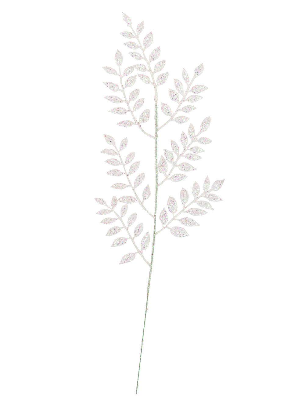 Branche de feuillage à paillettes pour décoration blanche